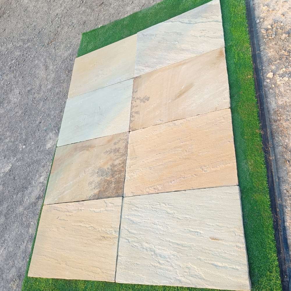 Fossil Mint Riven Sandstone 600x900 Paving Slabs - Image 3