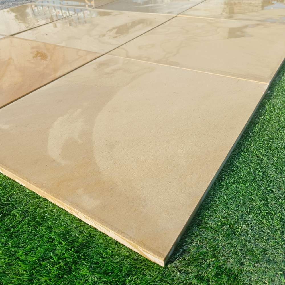 Fossil Mint Smooth Sandstone 600x600 Sawn Edged Paving Slabs - Image 6