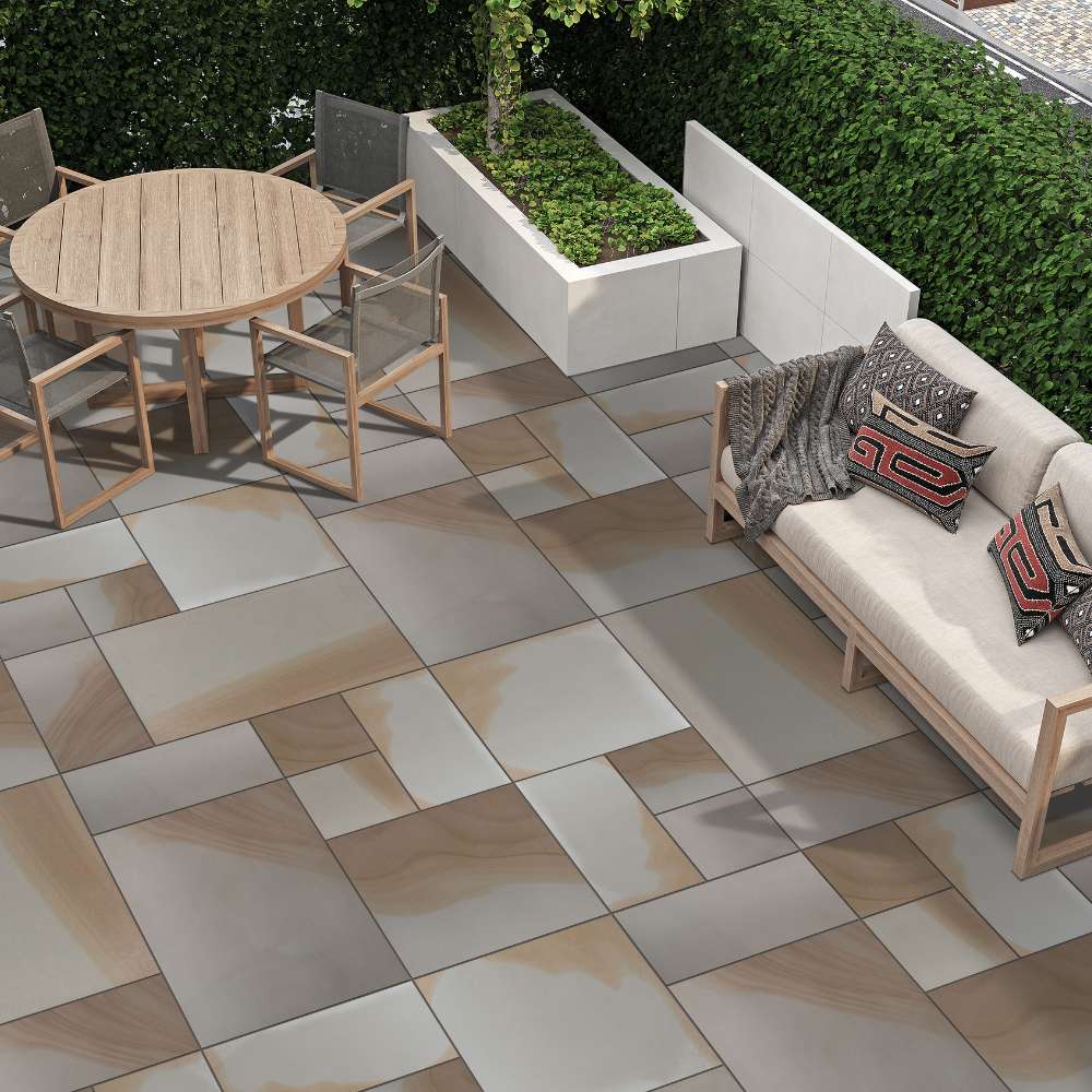 Indian York Smooth Sandstone Mixed Patio Sawn Edged Paving Slabs - Image 3