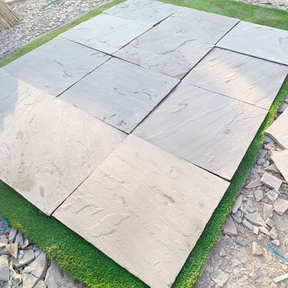 Kandla Grey Riven Sandstone 600x600 Paving Slabs - Image 8