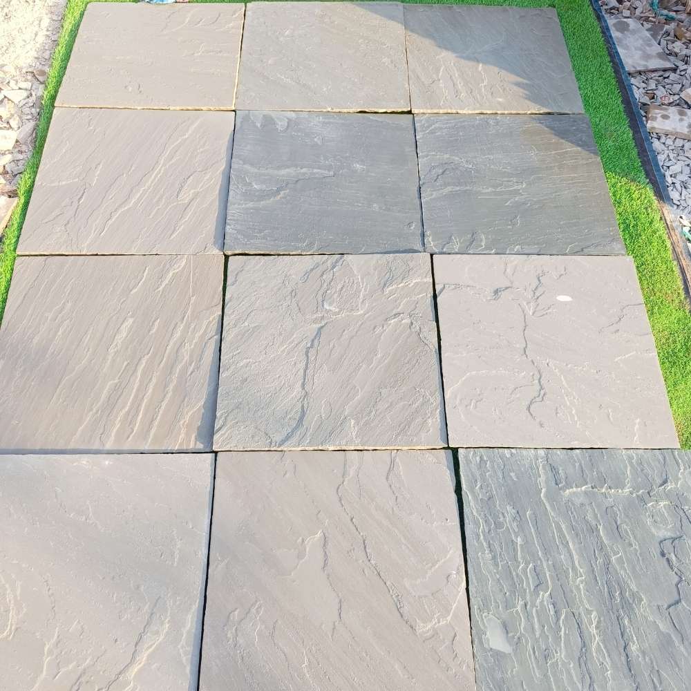 Kandla Grey Riven Sandstone 600x600 Paving Slabs - Image 9