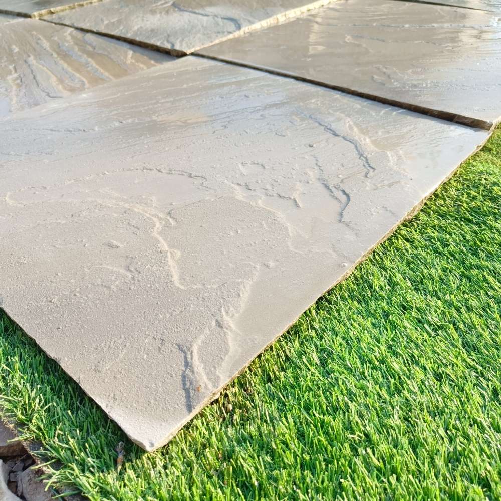 Kandla Grey Riven Sandstone 600x600 Paving Slabs - Image 6