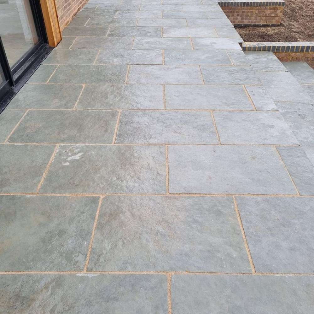 Kota Blue Riven Limestone 600x900 Sawn Edged Paving Slabs - Image 3