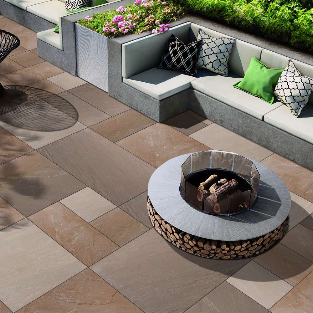 Raj Blend Riven Sandstone 3 Sizes Mixed Patio Paving Slabs - Image 4