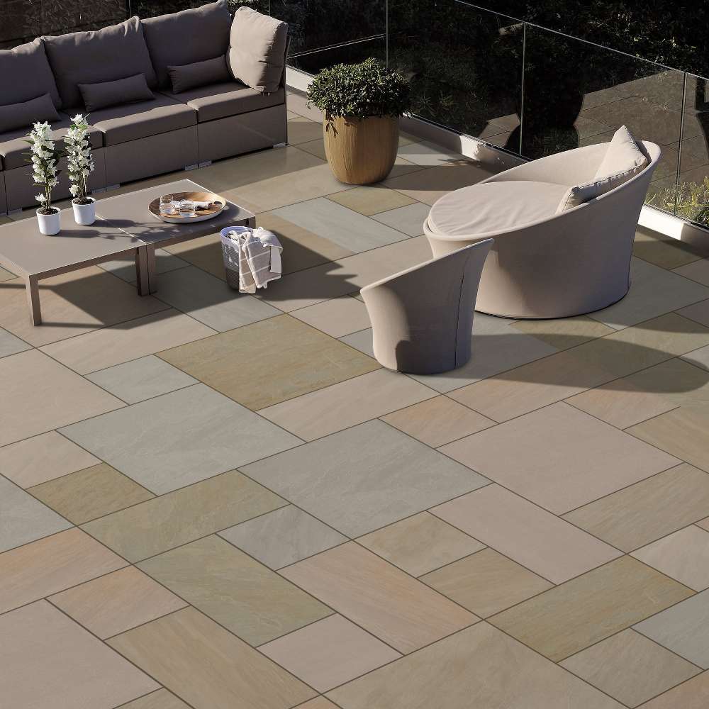 Raj Green Mixed Patio Outdoor Porcelain Paving - Image 3