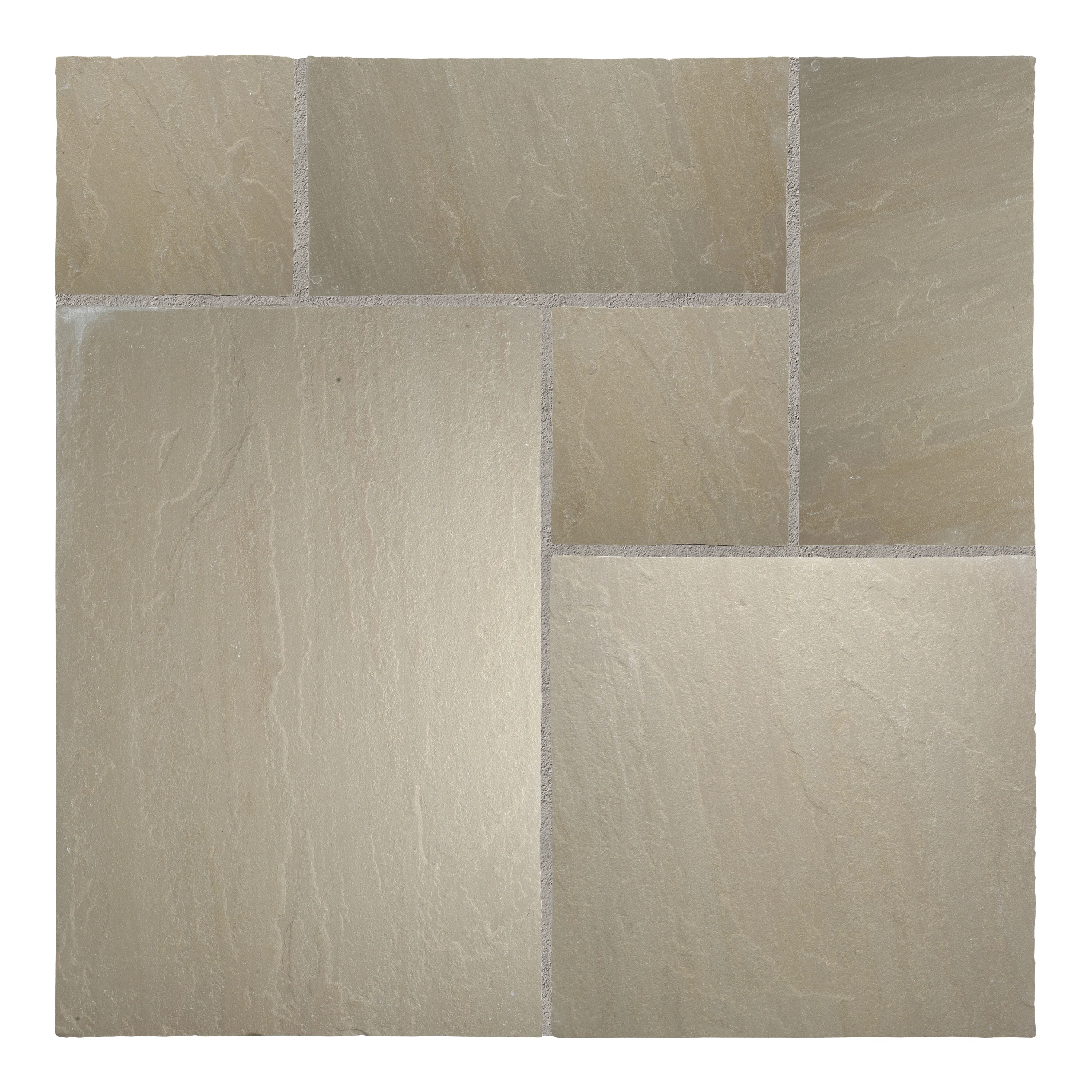 Raj Green Riven Sandstone Mixed Patio Sawn Edged Paving Slabs - Image 4