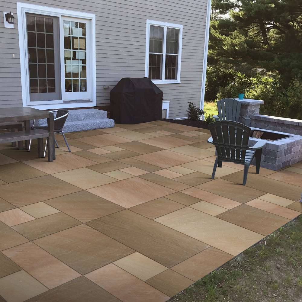 Rippon Buff Riven Sandstone Mixed Patio Paving Slabs 18mm - Image 3