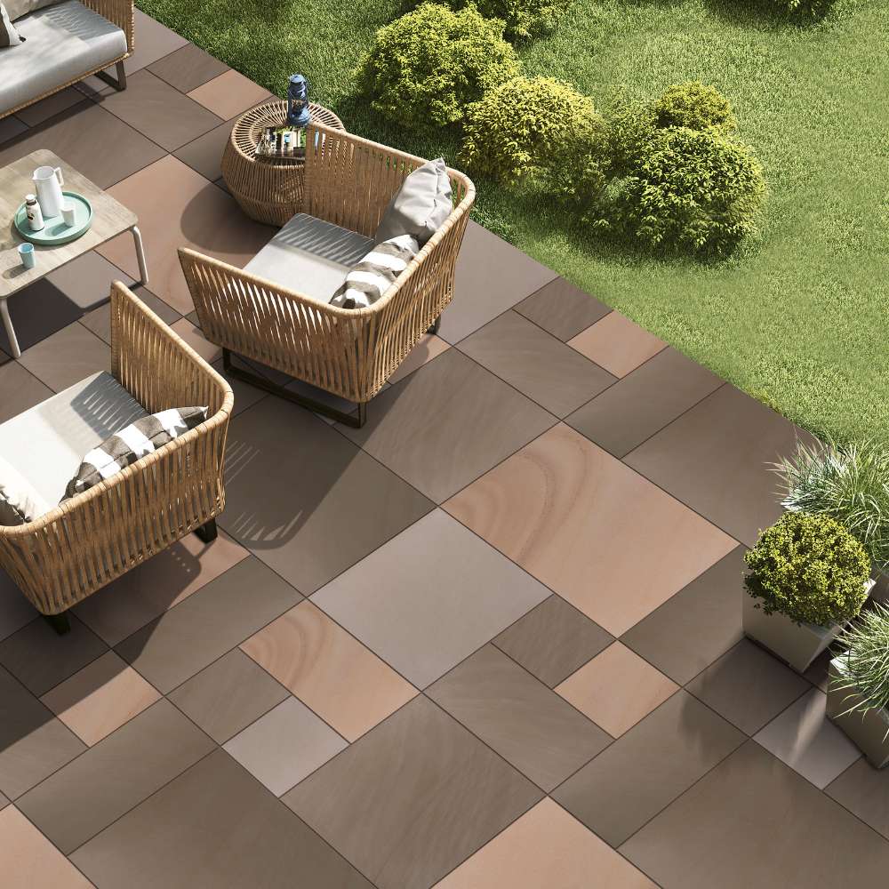 Rippon Buff Smooth Sandstone Mixed Patio Sawn Edged Paving Slabs - Image 3