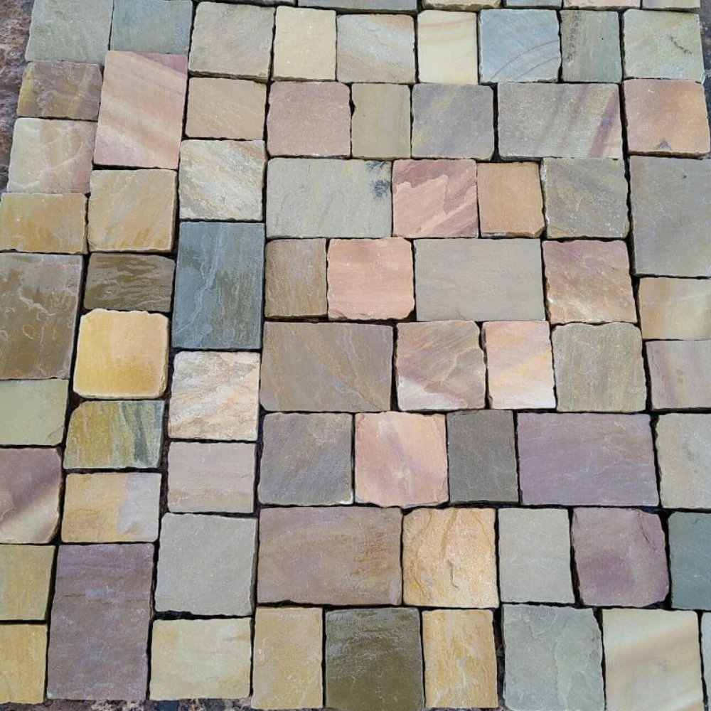 Rippon Buff Tumbled Sandstone Paving Setts - Image 4