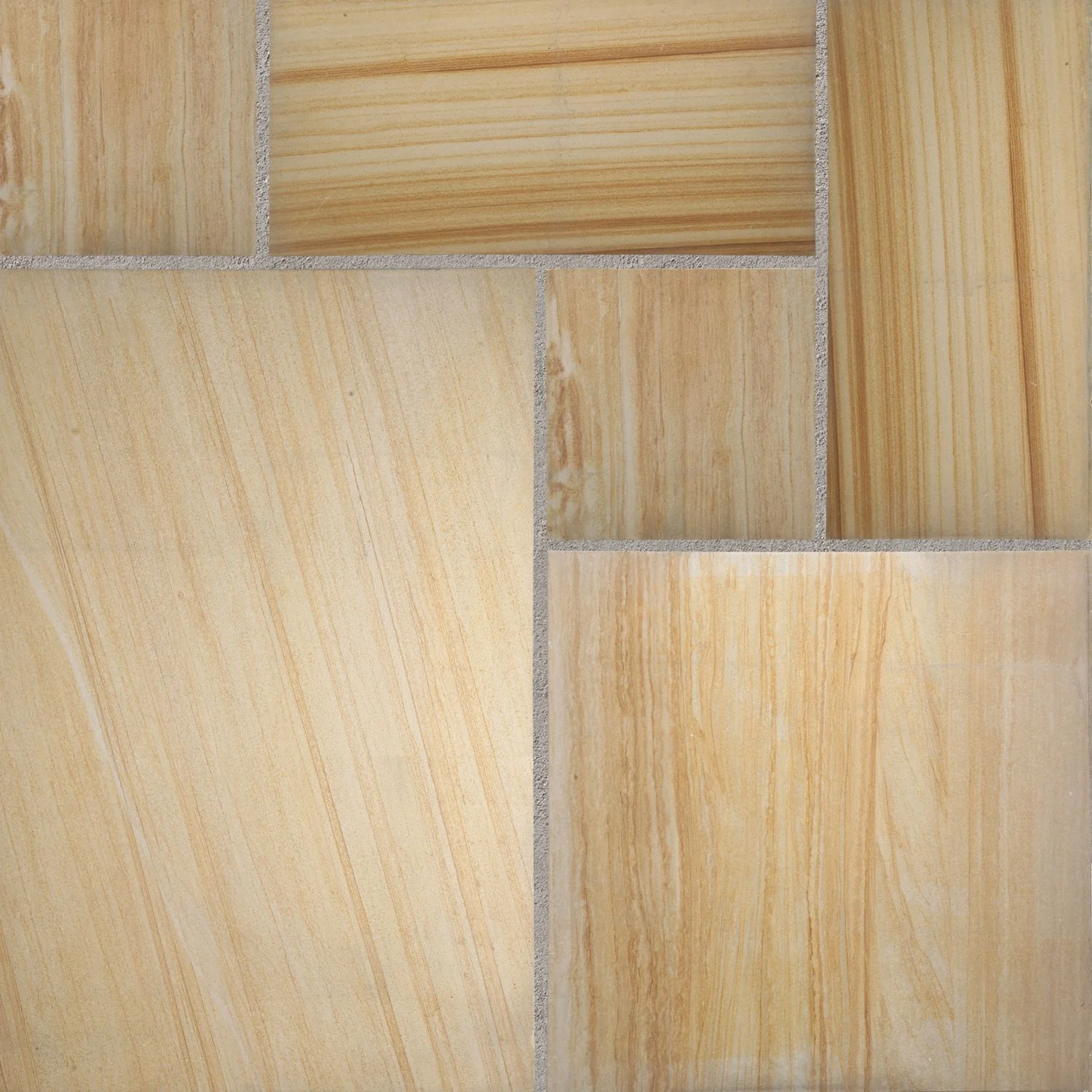 Teak Wood Smooth Sandstone Mixed Patio Paving Slabs - Image 3